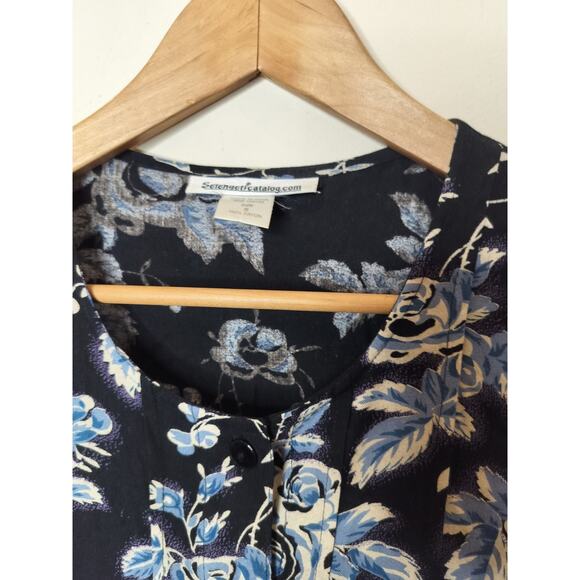 Serengeti Floral Midi Dress Button Front Pockets Cottage Modest - Picture 6 of 9